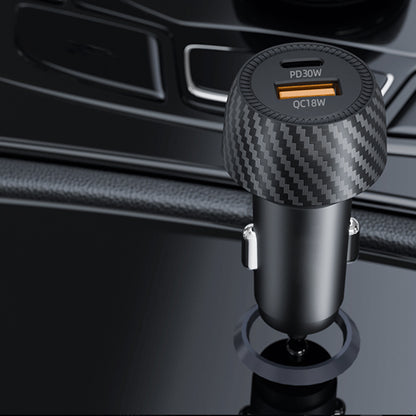 Auto Techsuit C7 CarbonVolt -laturi, 48W, 3A, 1 x USB-A - 1 x USB-C, Musta