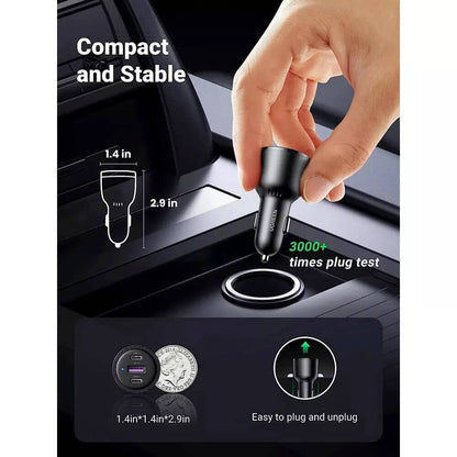UGREEN CD239 Car Charger, 69W, 3.25A, 1 x USB-A - 2 x USB-C, Black 