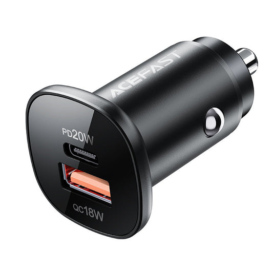 Autojen laturi Acefast B1, 38W, 3A, 1 x USB-A - 1 x USB-C, Musta