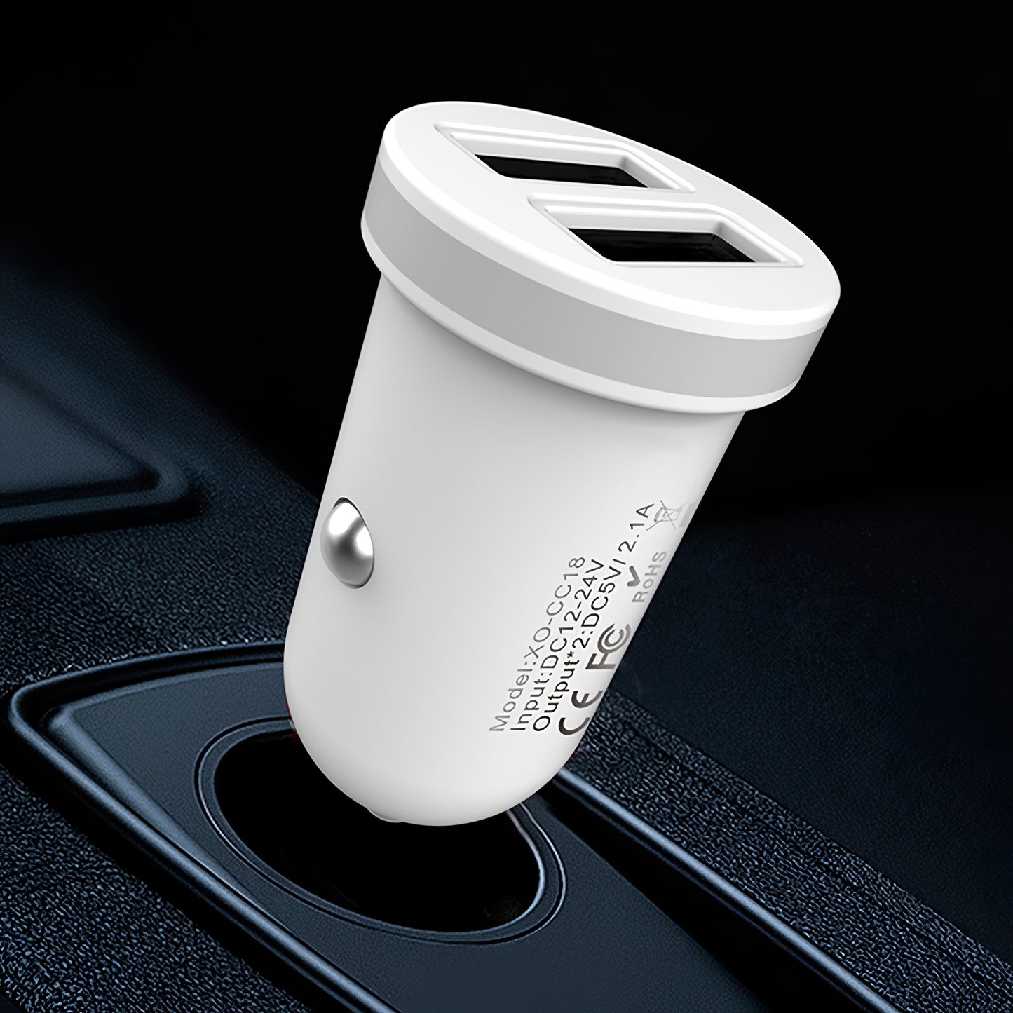 Autolaturi XO Design CC-18, 10.5W, 2.1A, 2 x USB-A, Valkoinen
