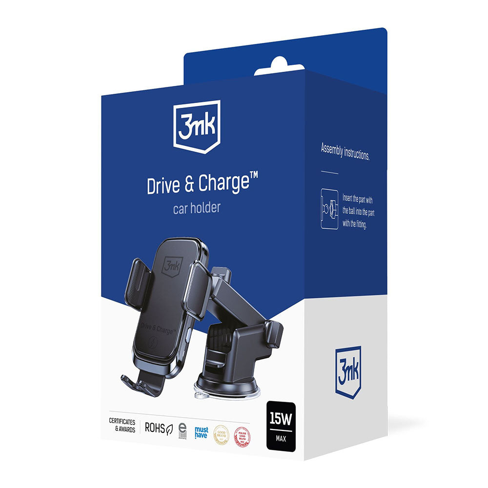 Langaton Autolaturi 3MK Drive&Charge, 15W, 1.67A, Musta