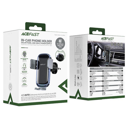 Acefast D39 langaton autolaturi aurinkopaneelilla, 15W, 1.67A, musta