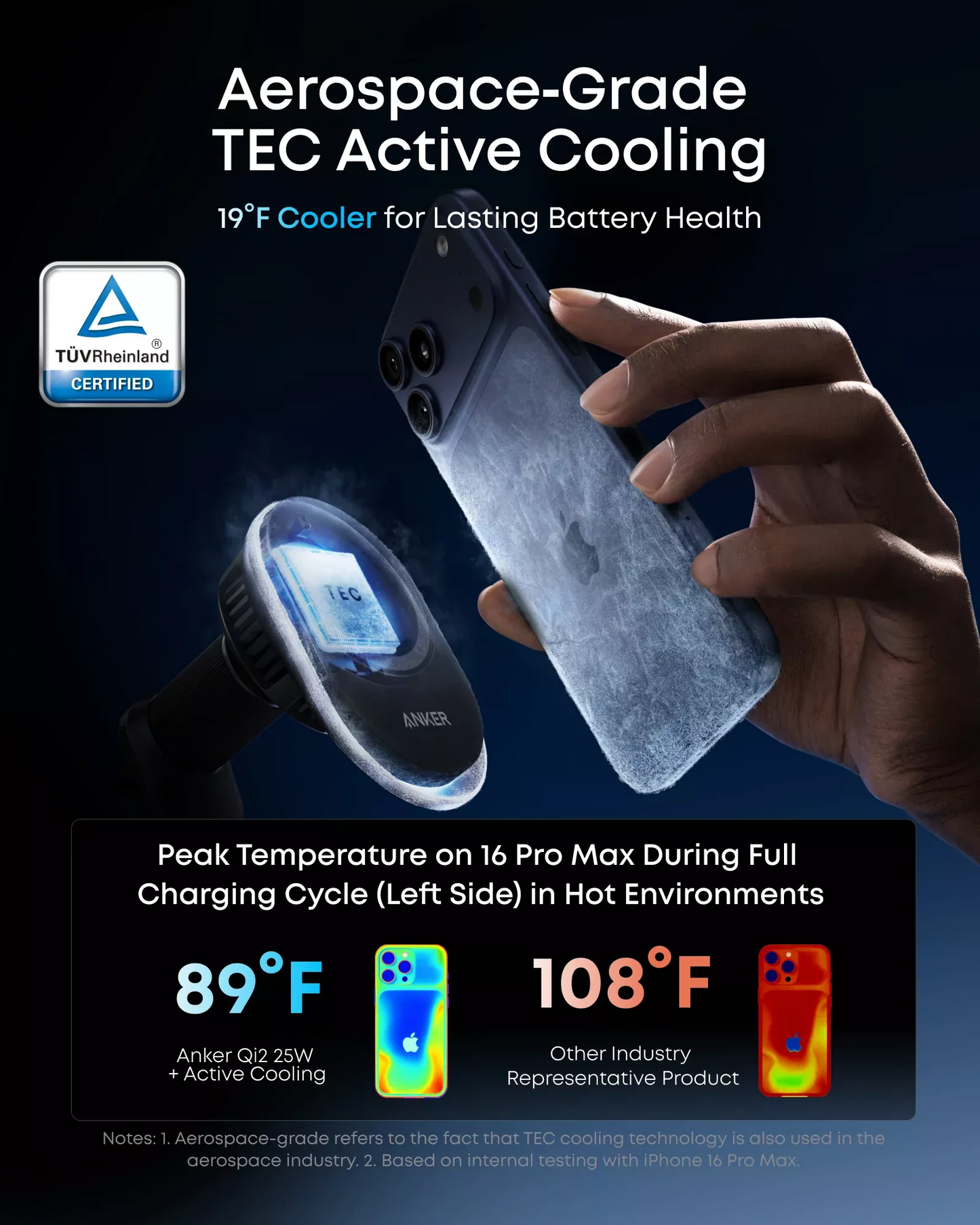 Anker Prime MagGo AirCool Langaton Autolaturi, 25W, Musta B2933H11
