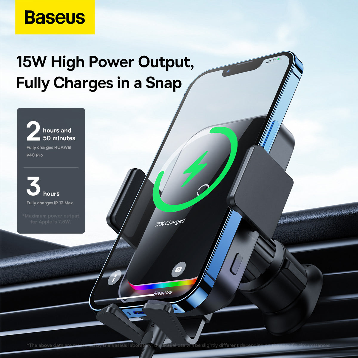 Baseus Halo Langaton Autolaturi, 15W, 1.67A, Musta SUDD000001