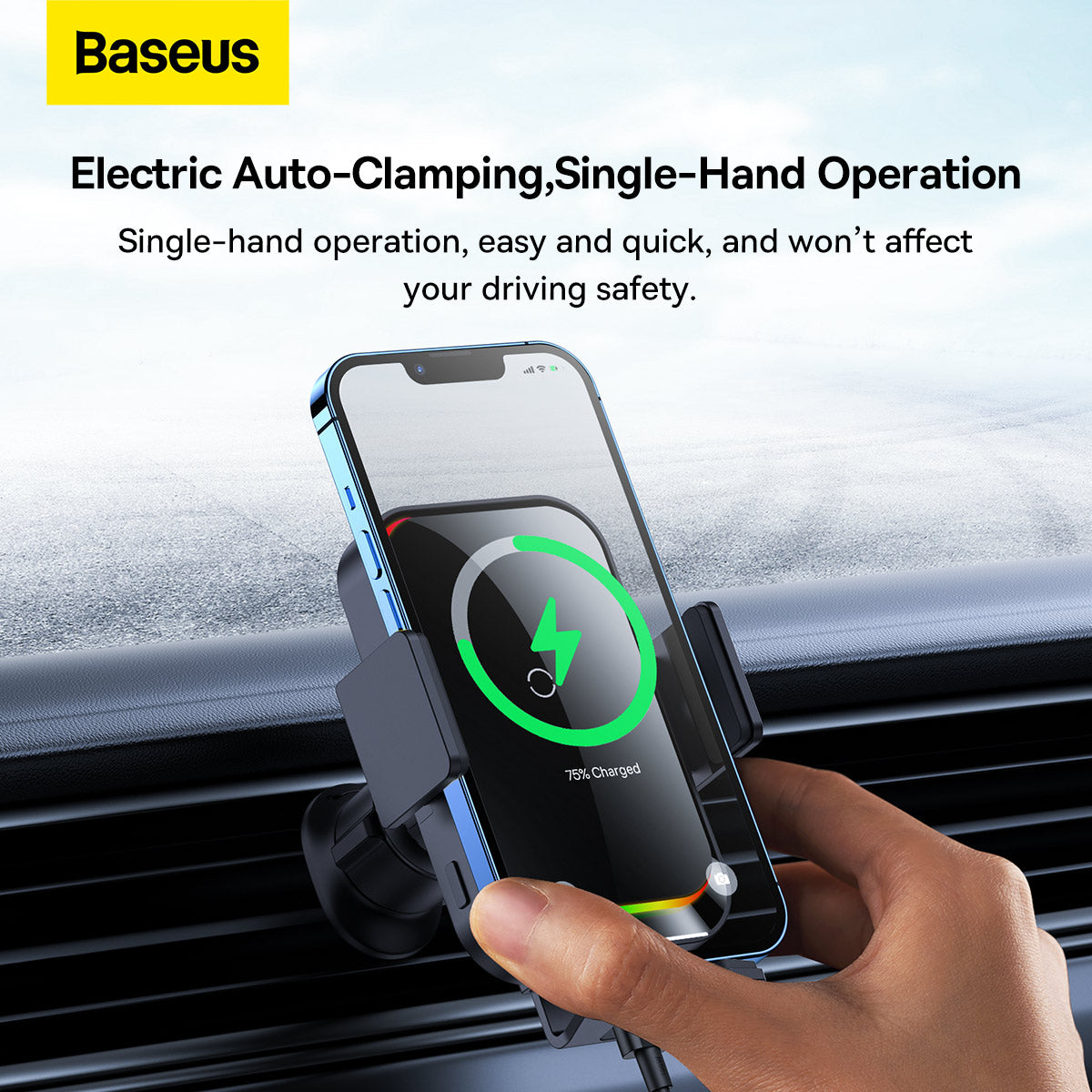 Baseus Halo Langaton Autolaturi, 15W, 1.67A, Musta SUDD000001