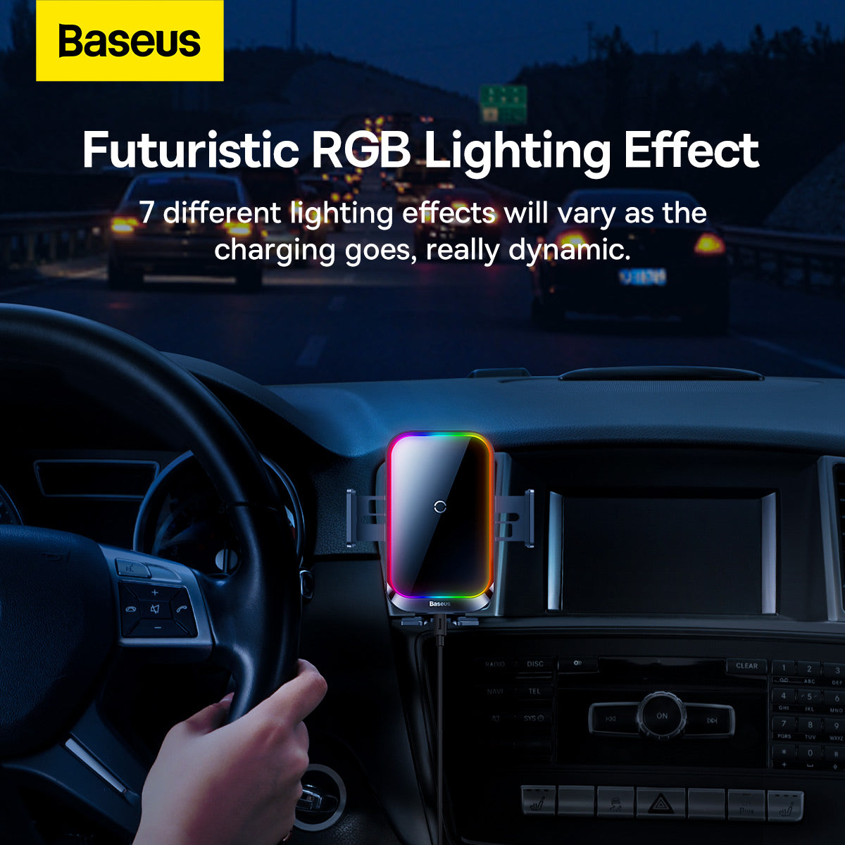 Baseus Halo Langaton Autolaturi, 15W, 1.67A, Musta SUDD000001