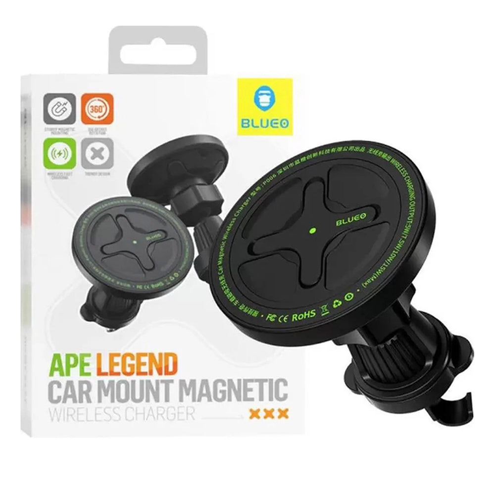 Blueo Ape Legend -langaton autolaturi, 15W, 1.67A, Musta