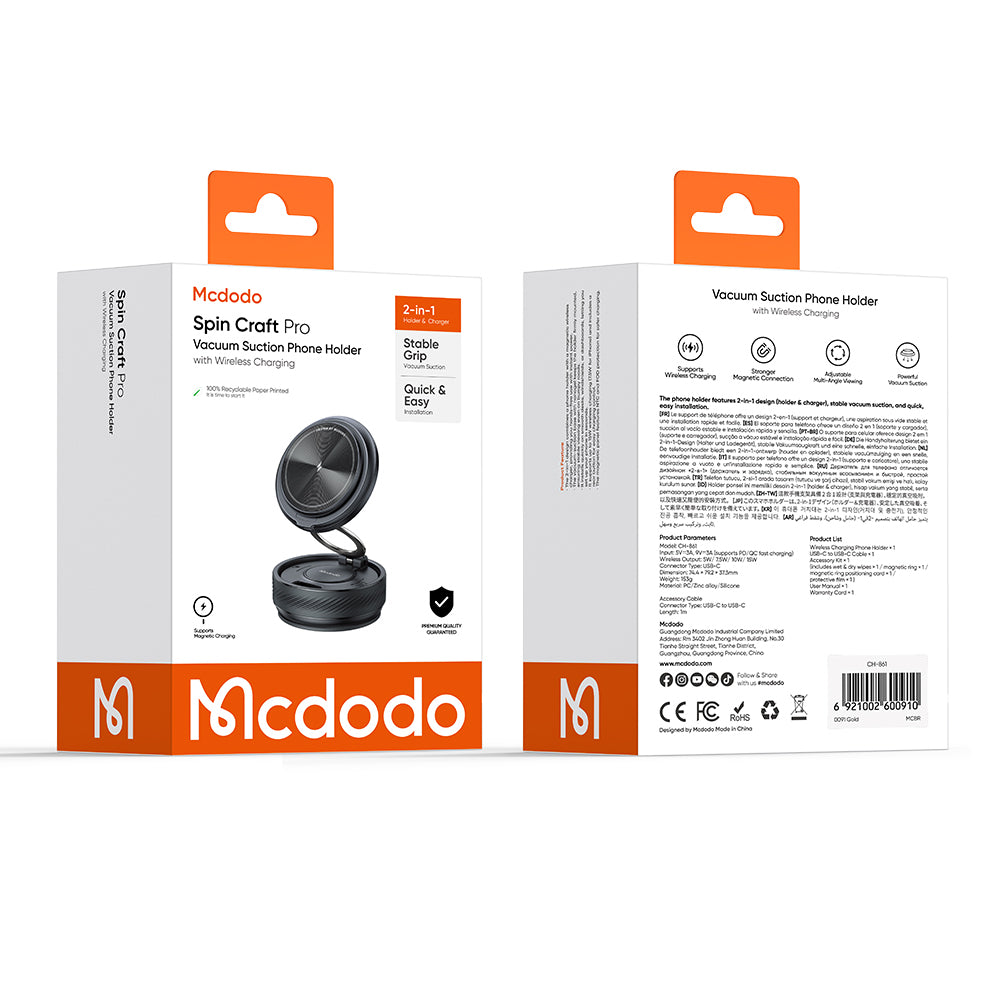 McDodo CH-8610 langaton autolaturi, 15W, 1.67A, musta