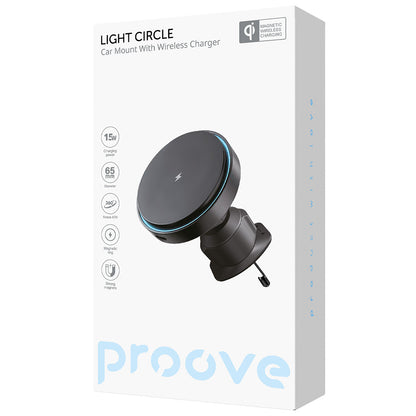 Proove Light Circle -langaton autolaturi, 15W, 1.67A, musta WHLC15010001