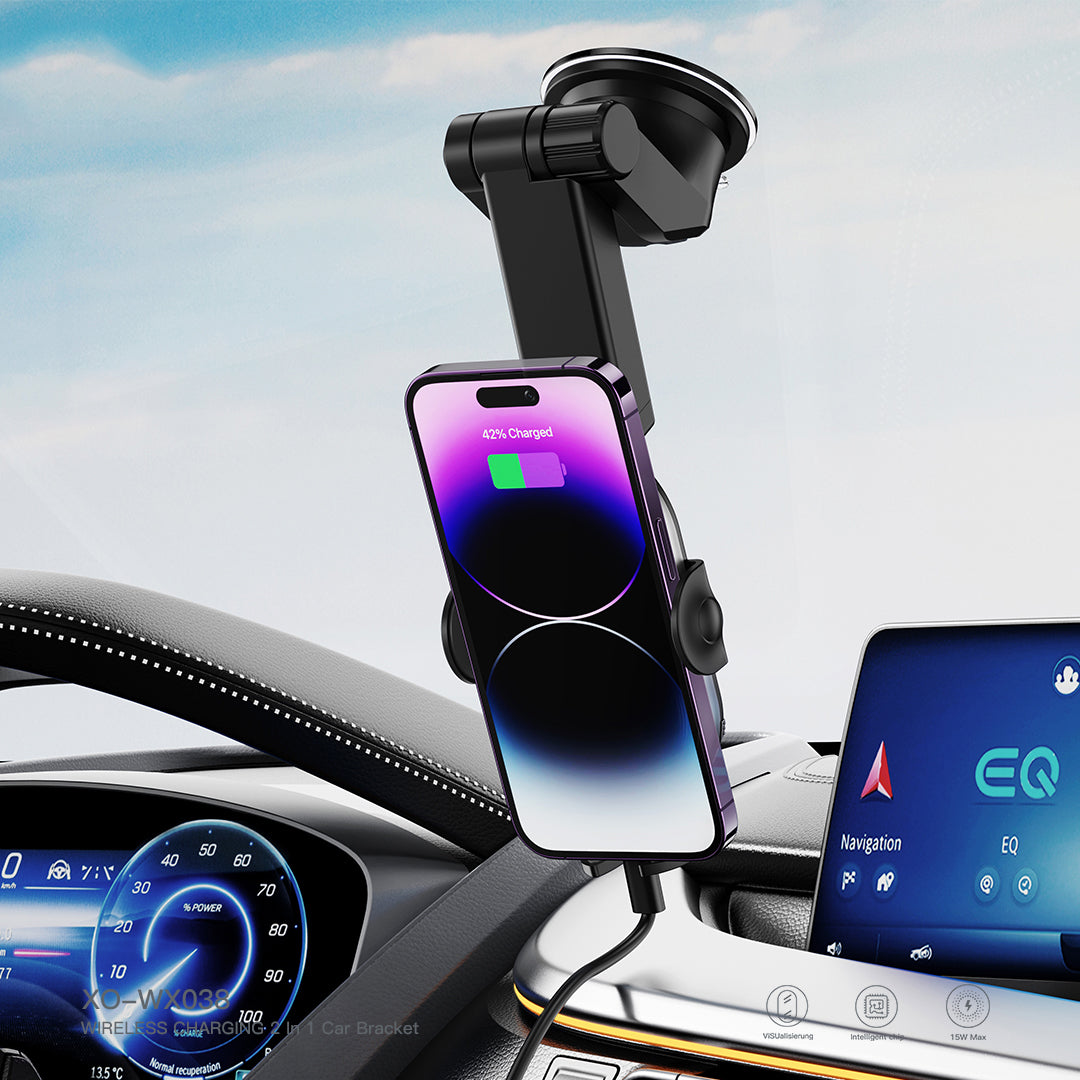 XO Design WX038 Wireless Car Charger, 15W, 1.67A, Black