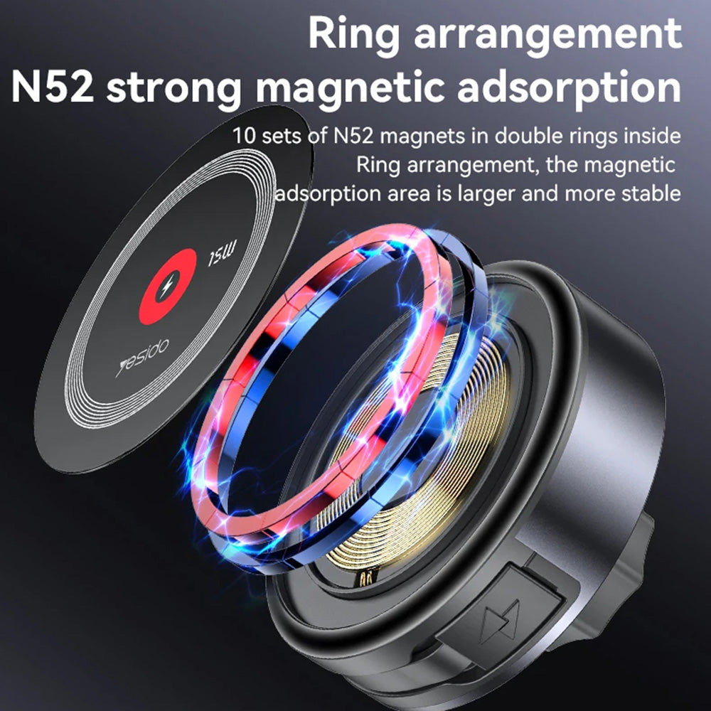 Yesido C314 langaton autolaturi, 15W, 1.67A, Musta