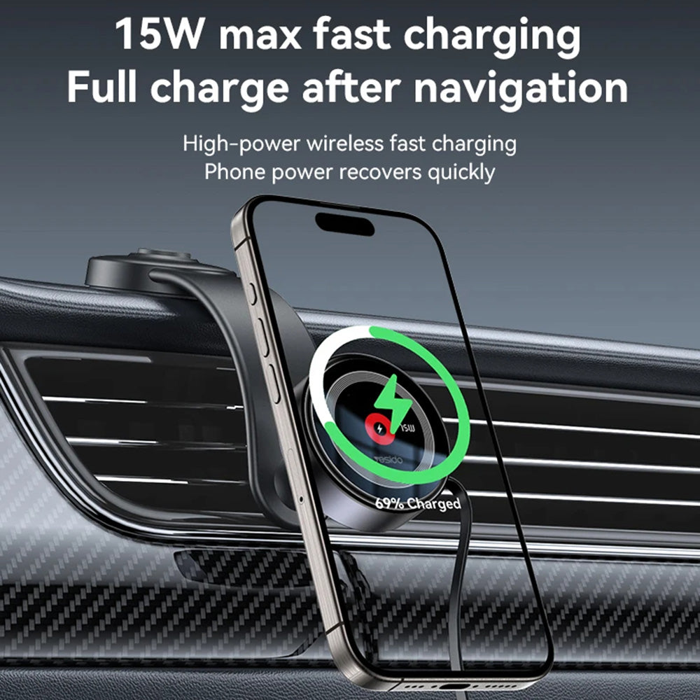 Yesido C314 langaton autolaturi, 15W, 1.67A, Musta