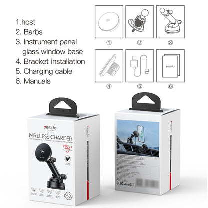 Yesido DS30 Wireless Car Charger, 15W, 1.67A, Black