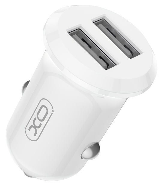 Autojen laturi XO Design CC67, 12W, 2.4A, 2 x USB-A, Valkoinen