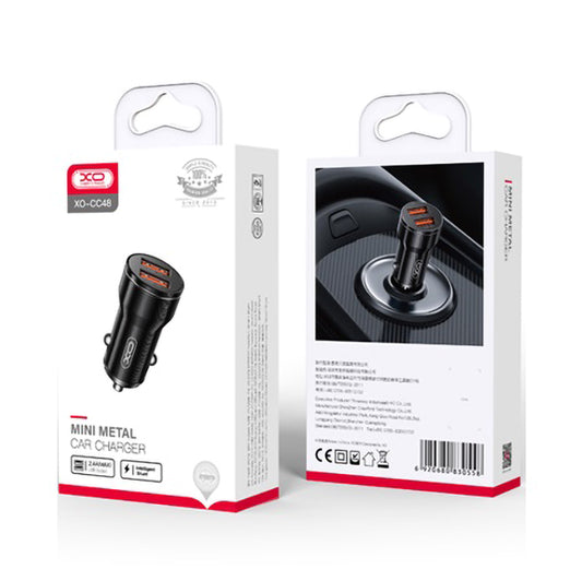 Autolaturi XO Design CC48, 12W, 2.4A, Musta