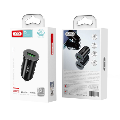 Autolaturi XO Design CC35, 18W, 3A, 1 x USB-A, Musta