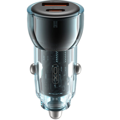 Autolaturi XO Design CC60, 60W, 3A, 1 x USB-A - 1 x USB-C, Sininen