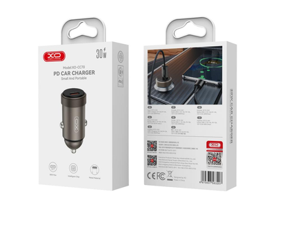 XO Design CC70 Autolaturi, 30W, 3A, 1 x USB-C, Musta