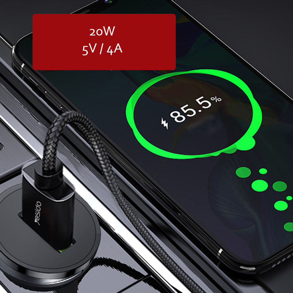 Autolaturi Yesido Y38, 18W, 3A, 1 x USB-A, Musta