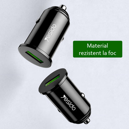Autolaturi Yesido Y38, 18W, 3A, 1 x USB-A, Musta