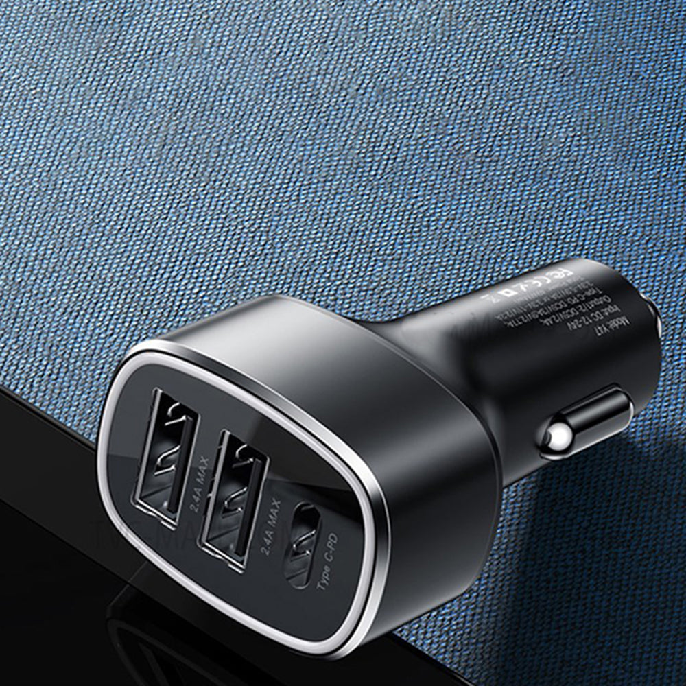 Autolaturi Yesido Y47, 49W, 3A, 2 x USB-A - 1 x USB-C, Musta