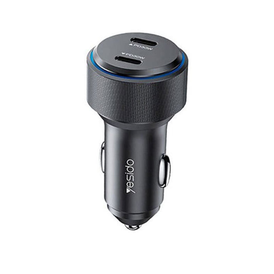 Yesido Y48 Car Charger, 60W, 3A, 2 x USB-C, Black