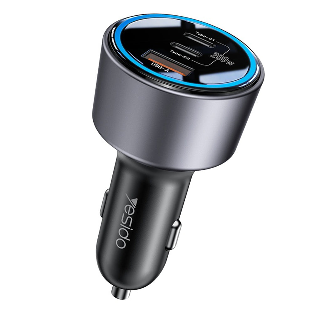 Autolaturi Yesido Y59, 200W, 5A, 1 x USB-A - 2 x USB-C, Musta