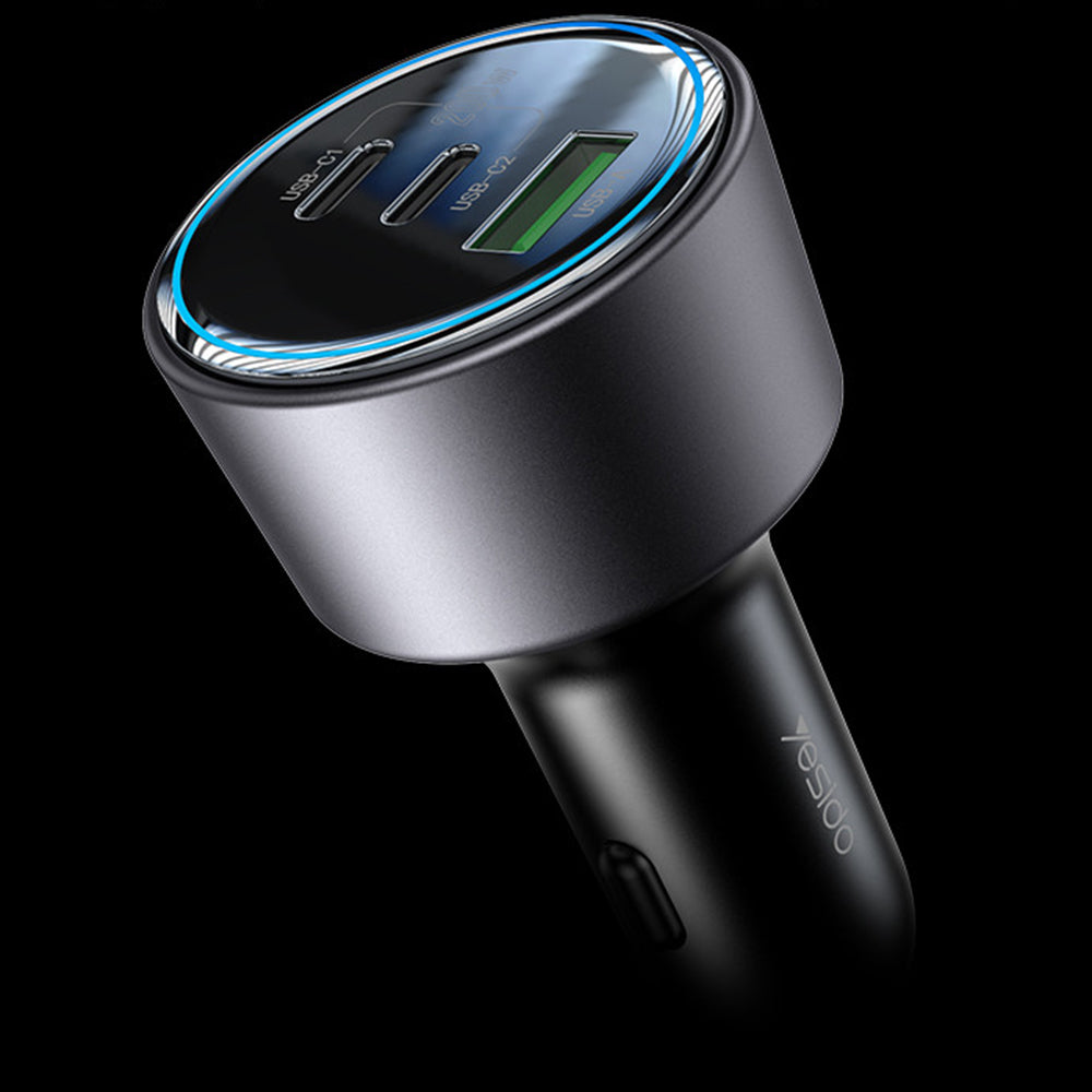 Autolaturi Yesido Y59, 200W, 5A, 1 x USB-A - 2 x USB-C, Musta