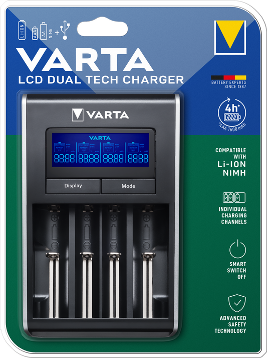Varta-paristolaturi, AA / AAA, Musta