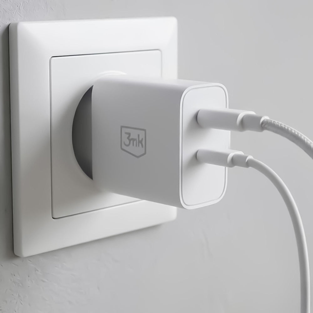 Verkkolaturi 3MK FlowPower, 45W, 1 x USB-A - 1 x USB-C, Valkoinen