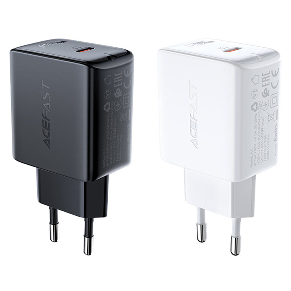 Verkkolaturi Acefast A1, 20W, 3A, 1 x USB-C, Musta
