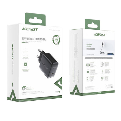 Verkkolaturi Acefast A1, 20W, 3A, 1 x USB-C, Musta