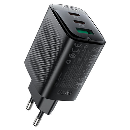 Acefast A108 -verkkolaturi, 67W, 3A, 1 x USB-A - 2 x USB-C, Musta