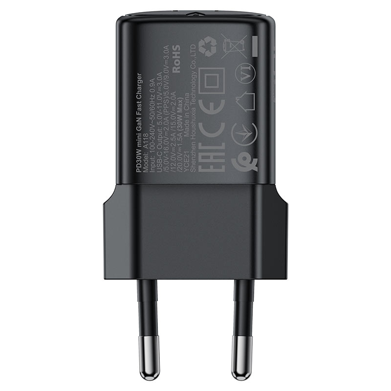 Acefast A118 Network Charger, 30W, 3A, 1 x USB-C, Black