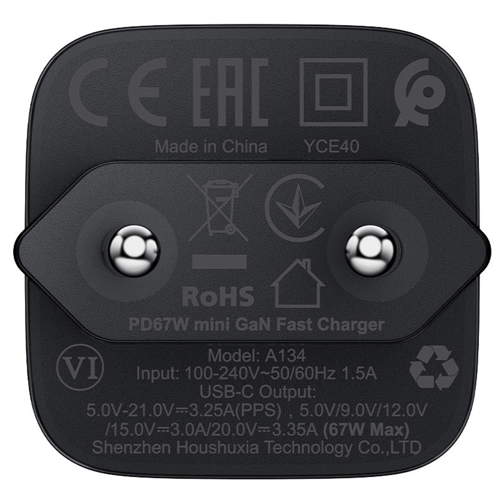 Verkkolaturi Acefast A134, 67W, 3.35A, 1 x USB-C, Musta