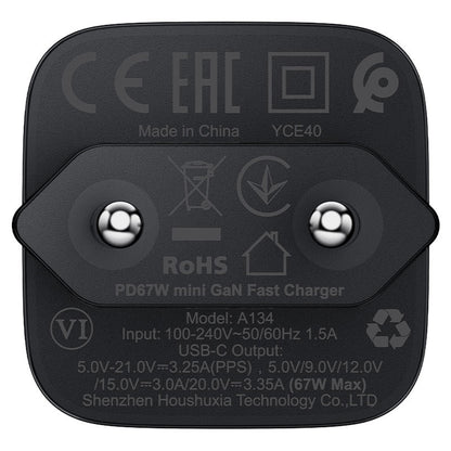 Verkkolaturi Acefast A134, 67W, 3.35A, 1 x USB-C, Musta