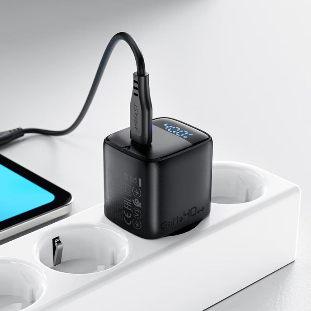 Acefast A135 Display Network Charger, 45W, 3A, 1 x USB-C, Black