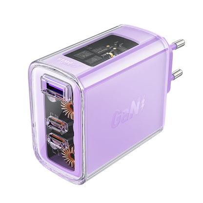 Acefast A45 Exploration -verkkolaturi, 65W, 3.25A, 1 x USB-A - 2 x USB-C, Violetti