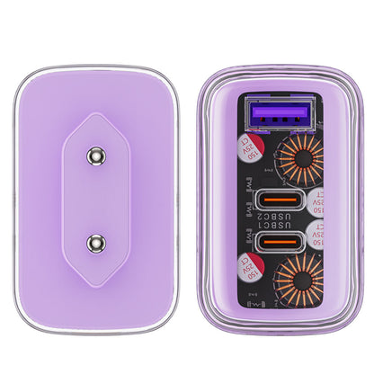 Acefast A45 Exploration -verkkolaturi, 65W, 3.25A, 1 x USB-A - 2 x USB-C, Violetti