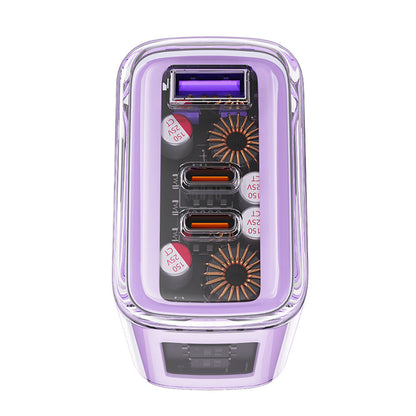 Acefast A45 Exploration -verkkolaturi, 65W, 3.25A, 1 x USB-A - 2 x USB-C, Violetti
