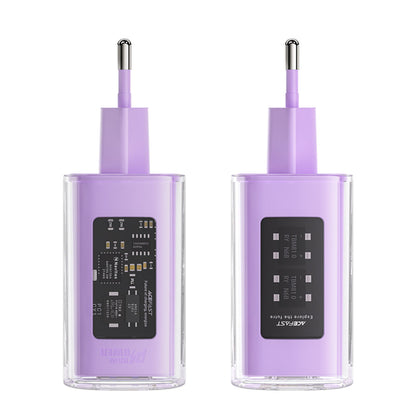 Acefast A45 Exploration -verkkolaturi, 65W, 3.25A, 1 x USB-A - 2 x USB-C, Violetti