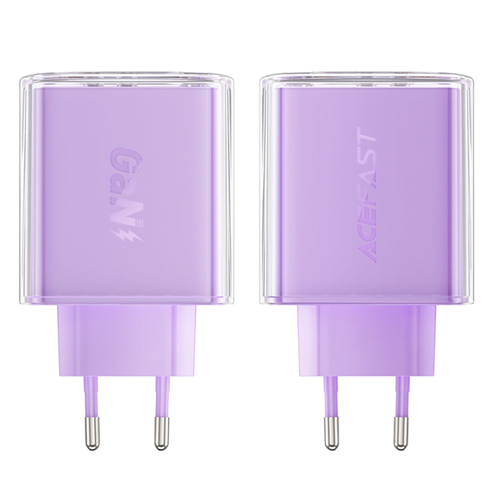 Acefast A45 Exploration -verkkolaturi, 65W, 3.25A, 1 x USB-A - 2 x USB-C, Violetti