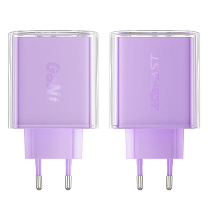 Acefast A45 Exploration -verkkolaturi, 65W, 3.25A, 1 x USB-A - 2 x USB-C, Violetti