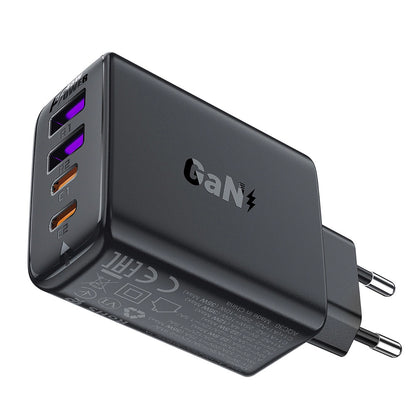 Acefast A61 verkkolaturi, 45W, 3A, 2 x USB-A - 2 x USB-C, Musta