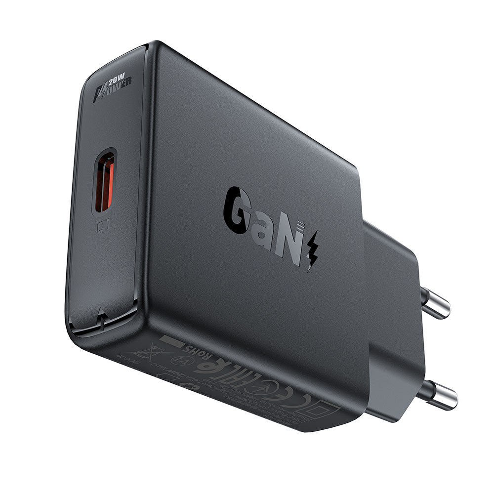 Verkkolaturi Acefast A65, 20W, 3A, 1 x USB-C, Musta