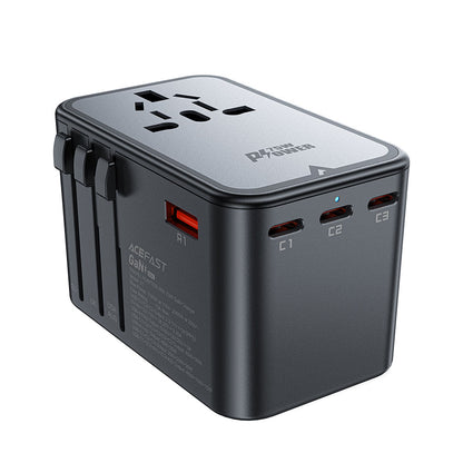 Acefast Travel Z1 -verkkolaturi, 75W, 3.35A, 2 x USB-A - 3 x USB-C, Musta
