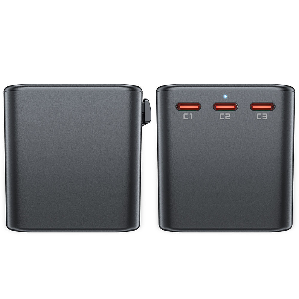 Acefast Travel Z1 -verkkolaturi, 75W, 3.35A, 2 x USB-A - 3 x USB-C, Musta