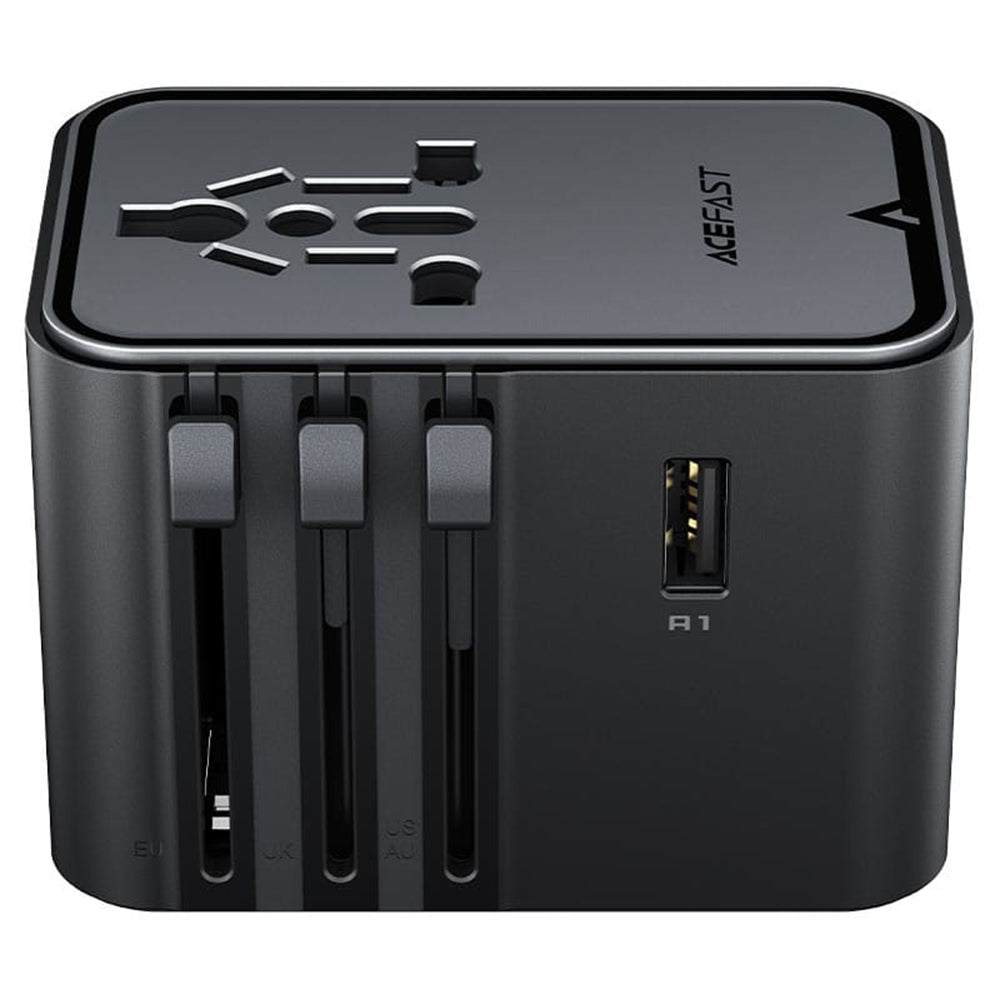 Acefast Z8 Travel -verkkolaturi, 45W, 3A, 2 x USB-A - 3 x USB-C, Musta