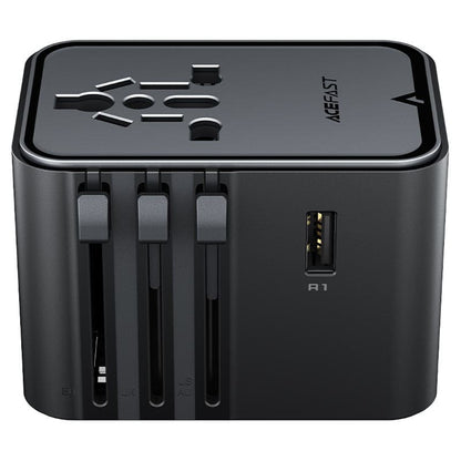 Acefast Z8 Travel -verkkolaturi, 45W, 3A, 2 x USB-A - 3 x USB-C, Musta