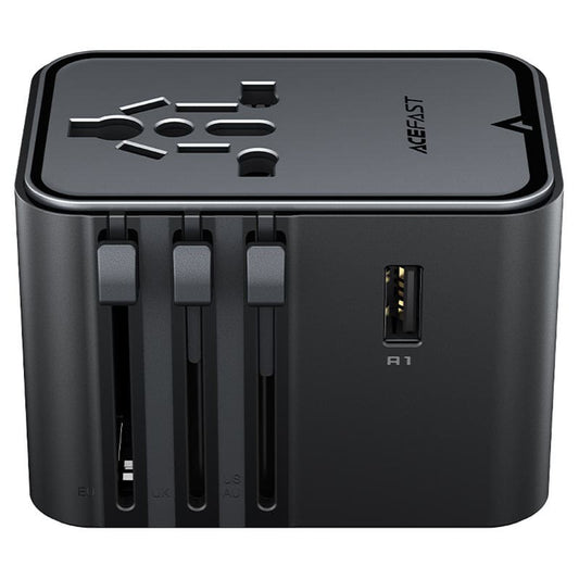 Acefast Z8 Travel -verkkolaturi, 45W, 3A, 2 x USB-A - 3 x USB-C, Musta